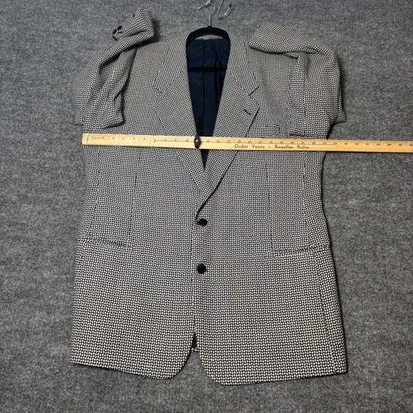 Luigi Botto Mens Virgin Wool Blend Blazer Navy Cream Micro Pattern Italy 42 L
